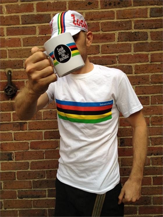 Look Mum No Hands world champs t-shirt and mug
