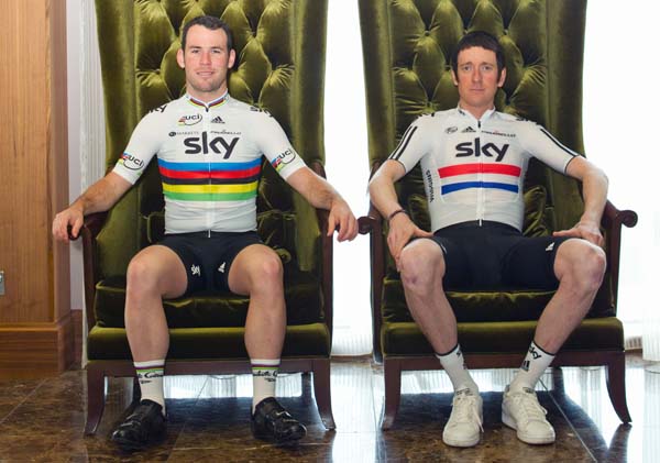 Mark Cavendish and Bradley Wiggins, Team Sky 2012 launch Mark Cavendish and Bradley Wiggins, Team Sky 2012 launch