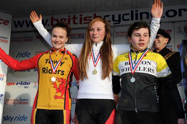 Charlotte Broughton tops Under-14 overall podium, National Trophy cyclo-cross 2012, Shrewsbury