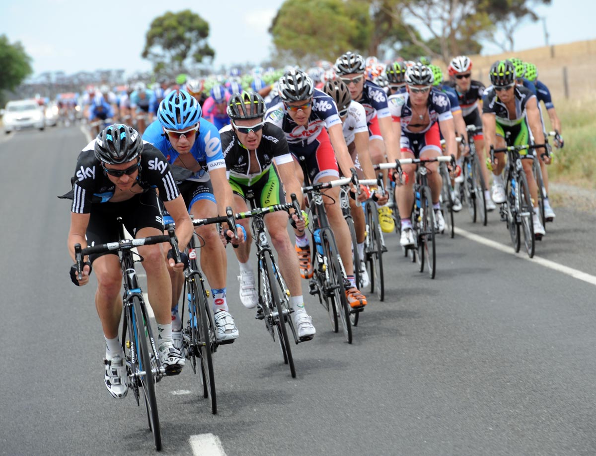 Danny Pate for Sky chases, Tour Down Under 2012, stage one