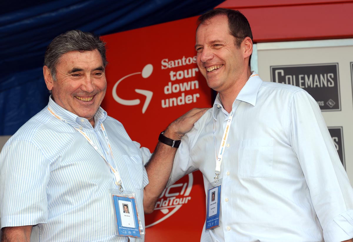 Eddy Merckx and Christian Prudhomme, Tour Down Under 2012, stage two
