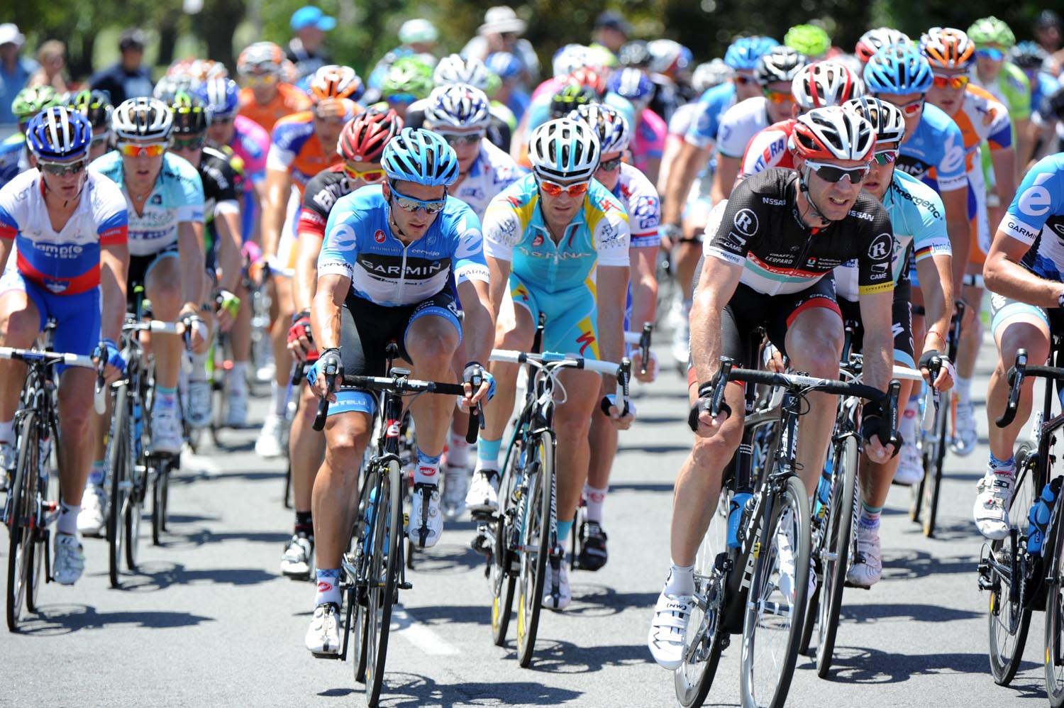 Jens Voigt and bunch, Tour Down Under 2012, stage six