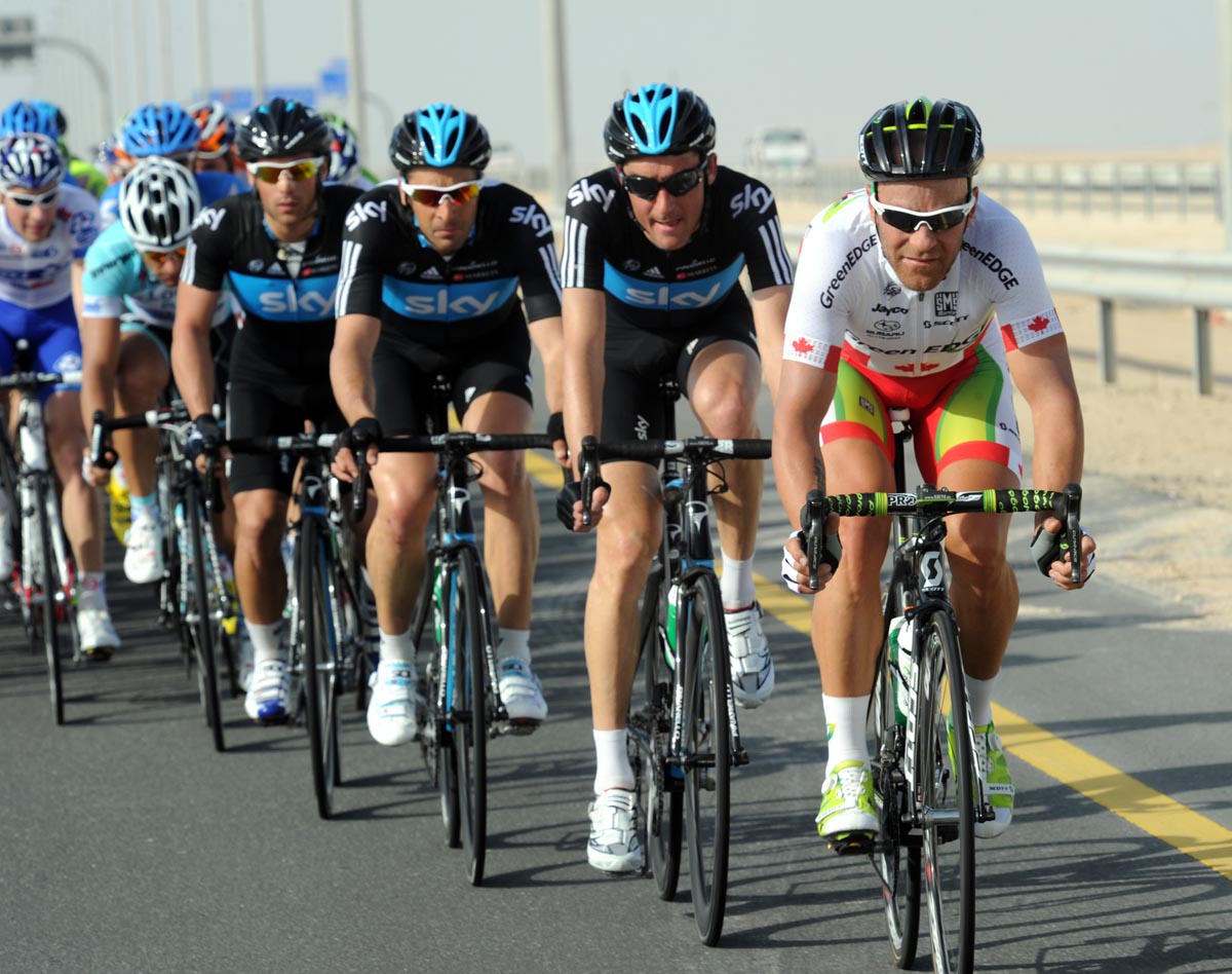 Svein Tuft chases, Tour of Qatar 2012, stage one
