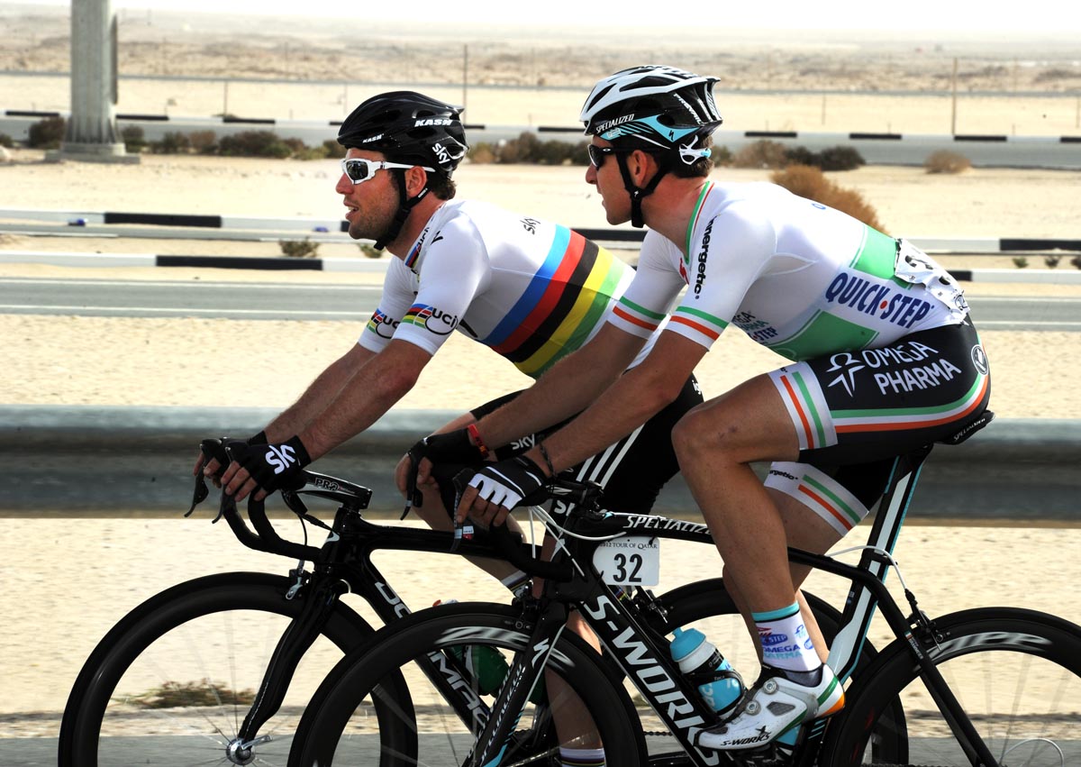 Mark Cavendish and Matt Brammeier, Tour of Qatar 2012, stage three