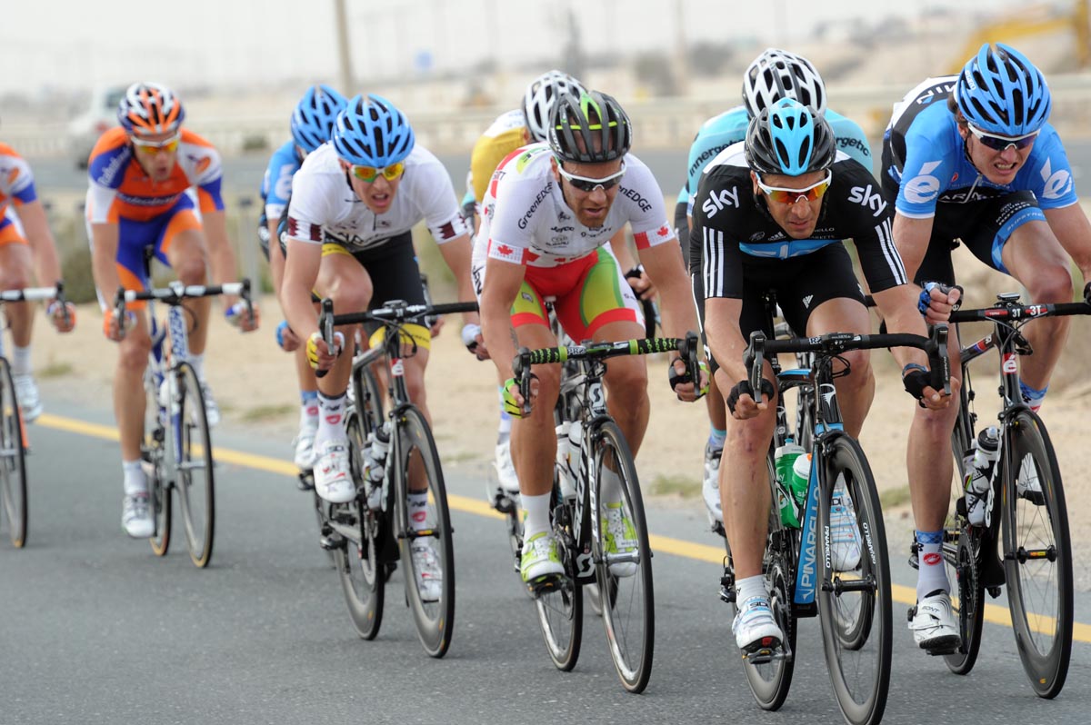 Juan Antonio Flecha and Svein Tuft lead, Tour of Qatar 2012, stage three
