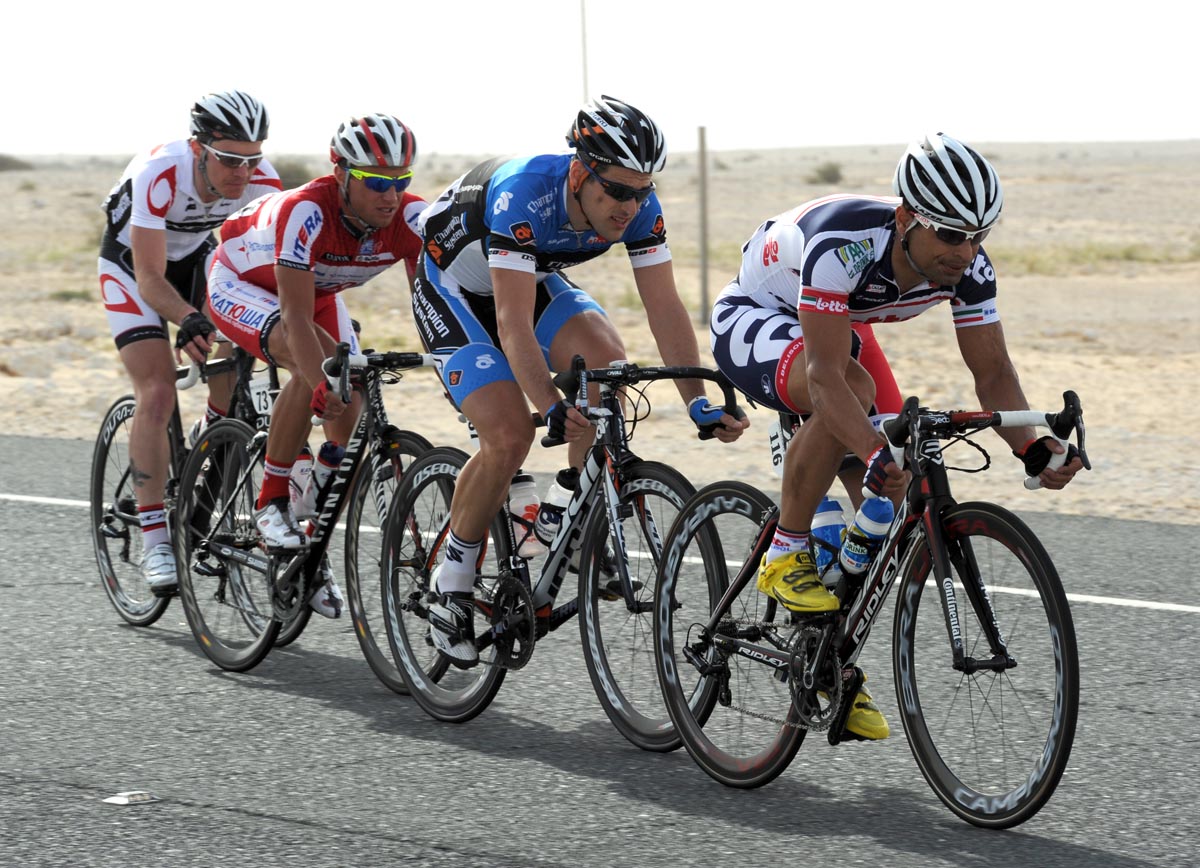 Mehdi Sohrabi leads escape, Tour of Qatar 2012, stage three