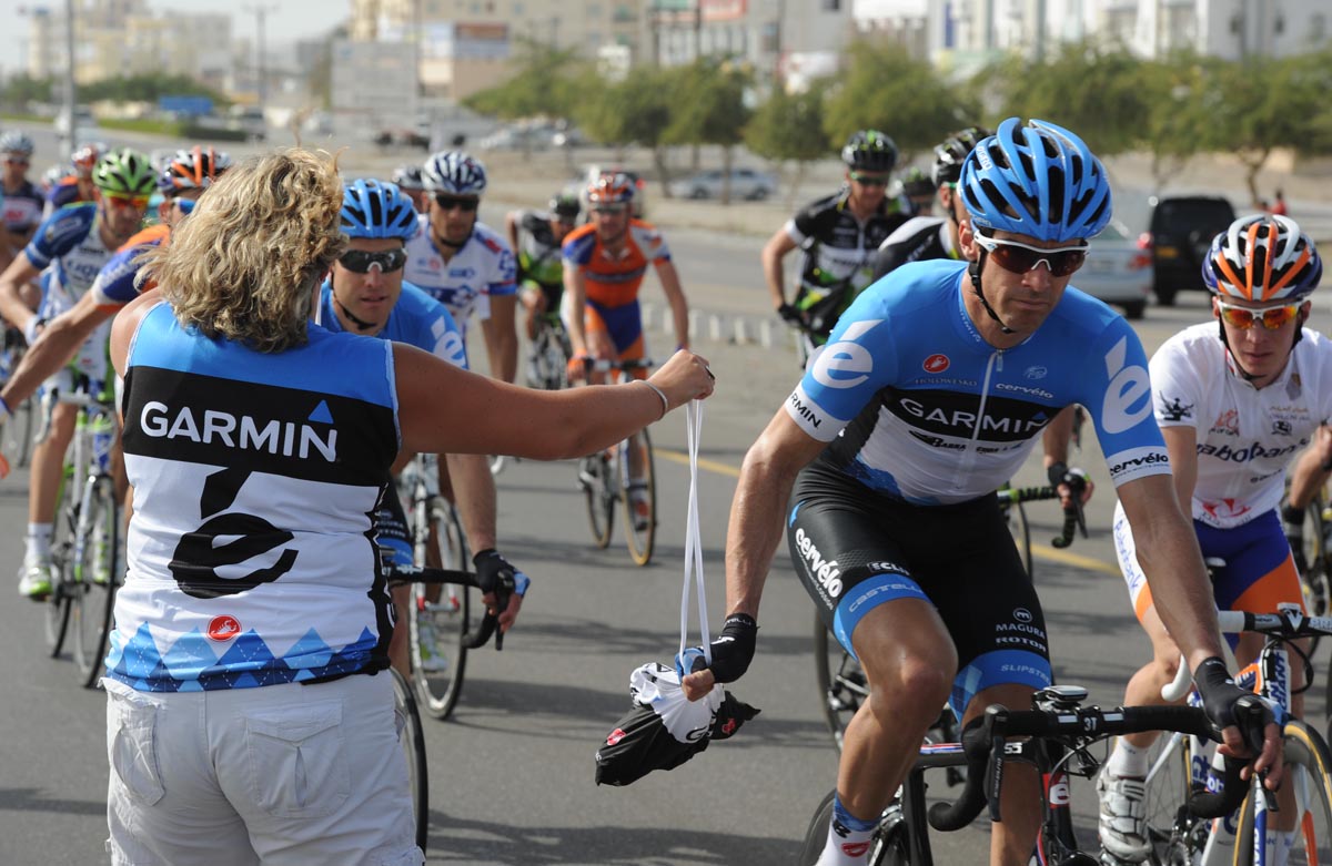 David Millar at feed, Tour of Oman 2012, stage three