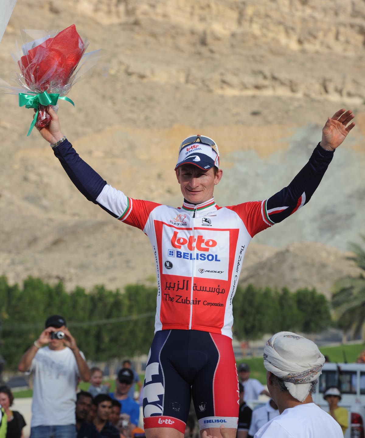 Andre Greipel on podium, Tour of Oman 2012, stage four
