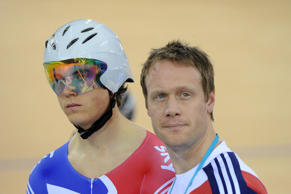 Ben Swift and coach Dan Hunt, London Track World Cup 2012, day two Ben Swift and coach Dan Hunt, London Track World Cup 2012, day two