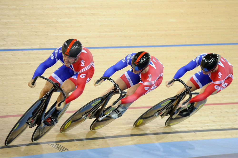 Great Britain, men's team sprint, London Track World Cup 2012, day two