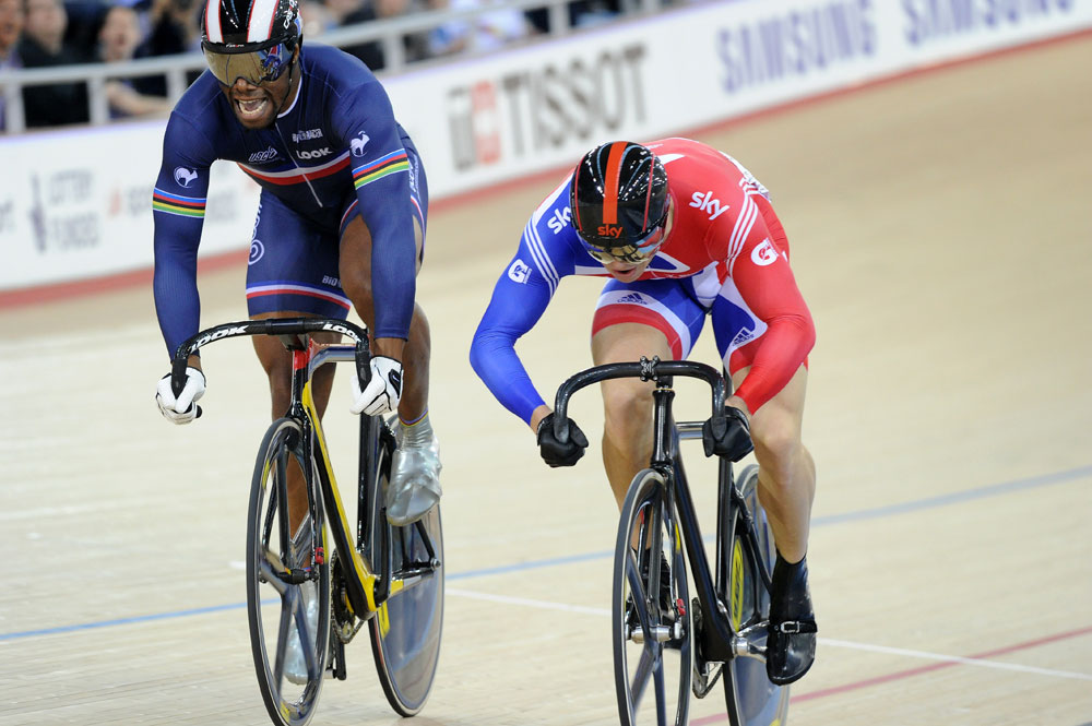 Sir Chris Hoy and Gregory Bauge, London Track World Cup 2012, day four