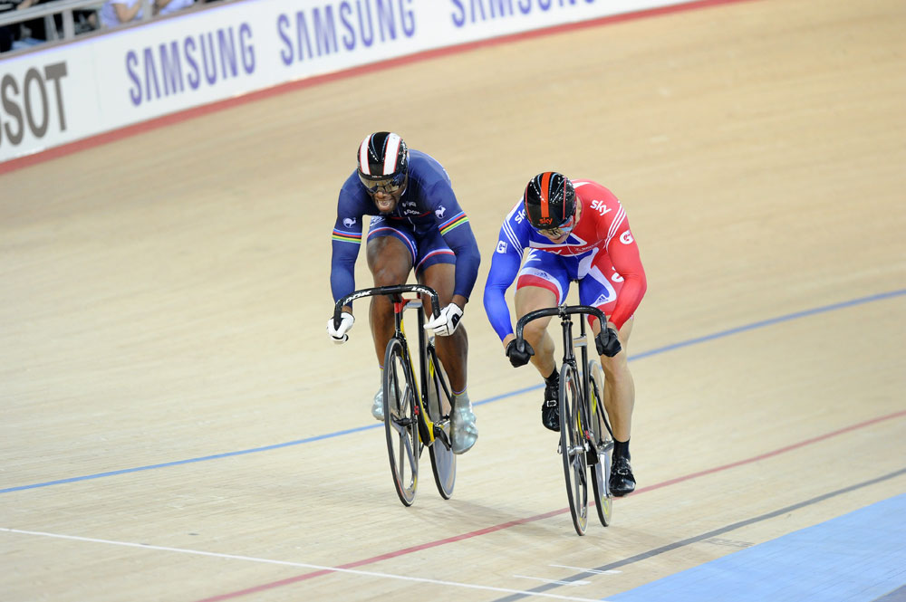 Sir Chris Hoy and Gregory Bauge, London Track World Cup 2012, day four