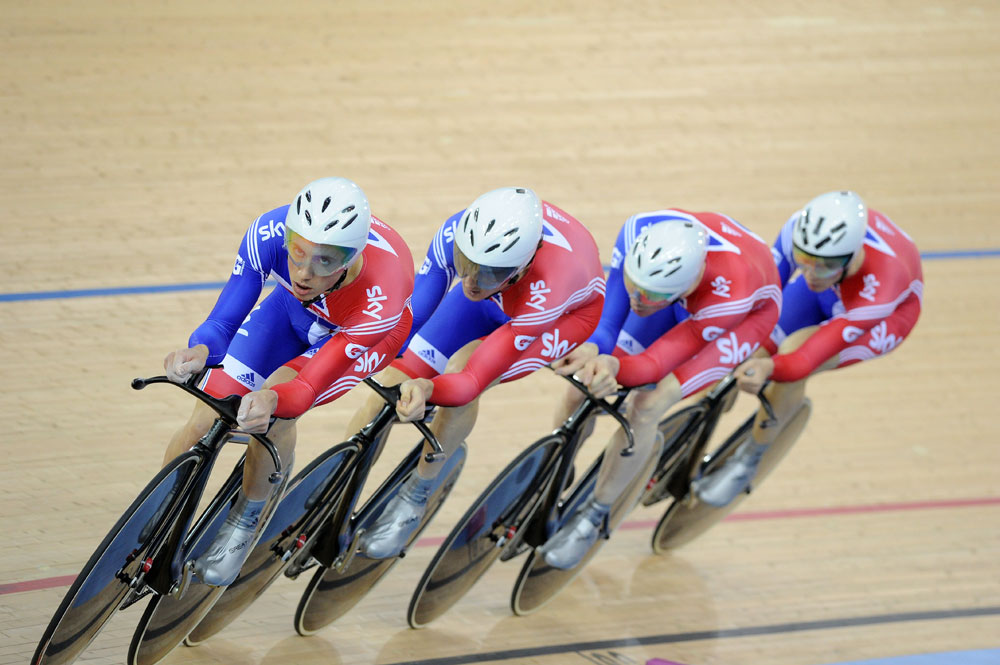 Team GB in team pursuit, London Track World Cup 2012, day four Team GB in team pursuit, London Track World Cup 2012, day four