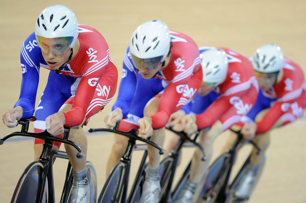 Team GB in team pursuit, London Track World Cup 2012, day four Team GB in team pursuit, London Track World Cup 2012, day four