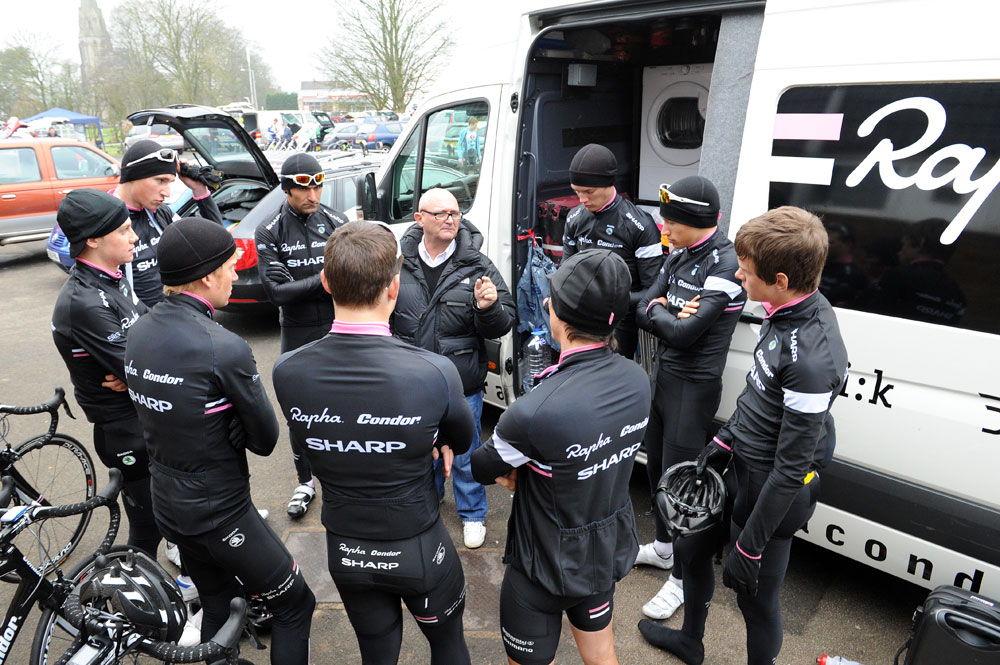 Rapha Condor Sharp team talk, Clayton Velo Spring Classic 2012 Rapha Condor Sharp team talk, Clayton Velo Spring Classic 2012