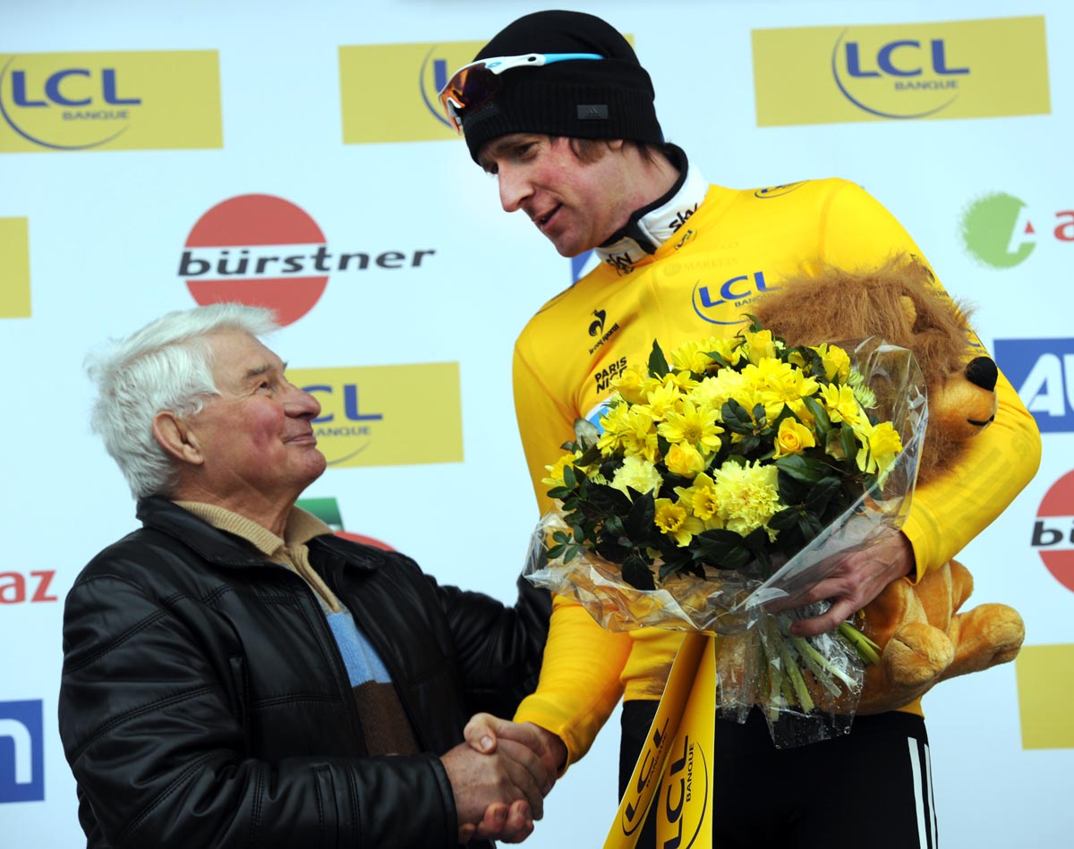 Bradley Wiggins and Raymond Poulidor, Paris-Nice 2012, stage three Bradley Wiggins and Raymond Poulidor, Paris-Nice 2012, stage three