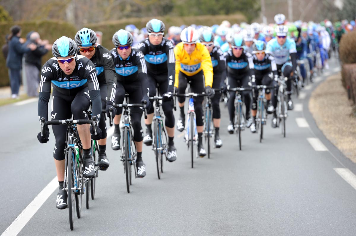 Sky drive at the front of the bunch, Paris-Nice 2012, stage three Sky drive at the front of the bunch, Paris-Nice 2012, stage three