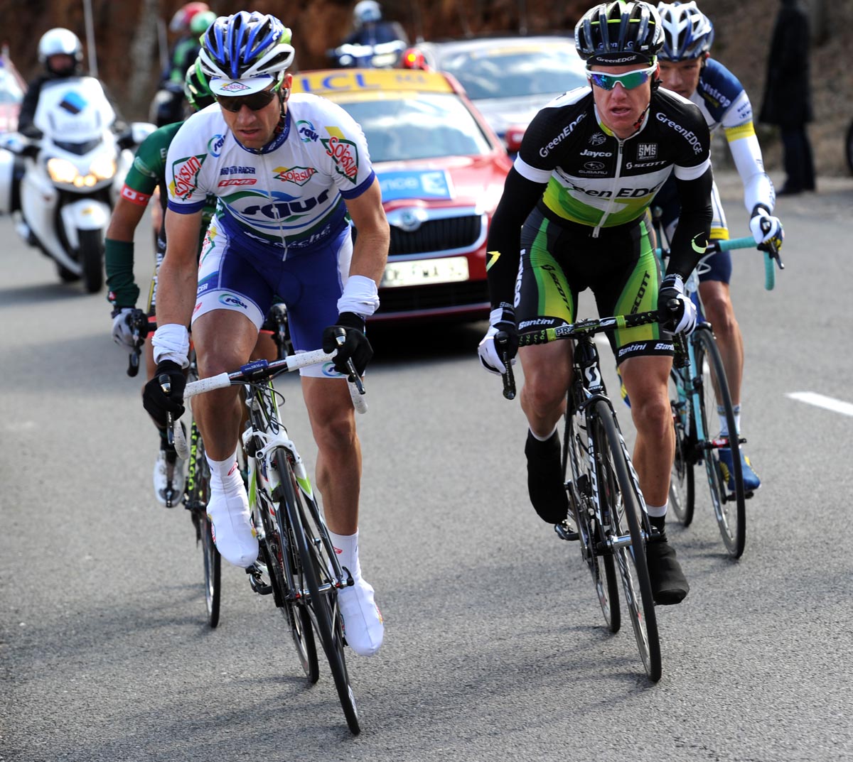 David Le Lay in escape, Paris-Nice 2012, stage five