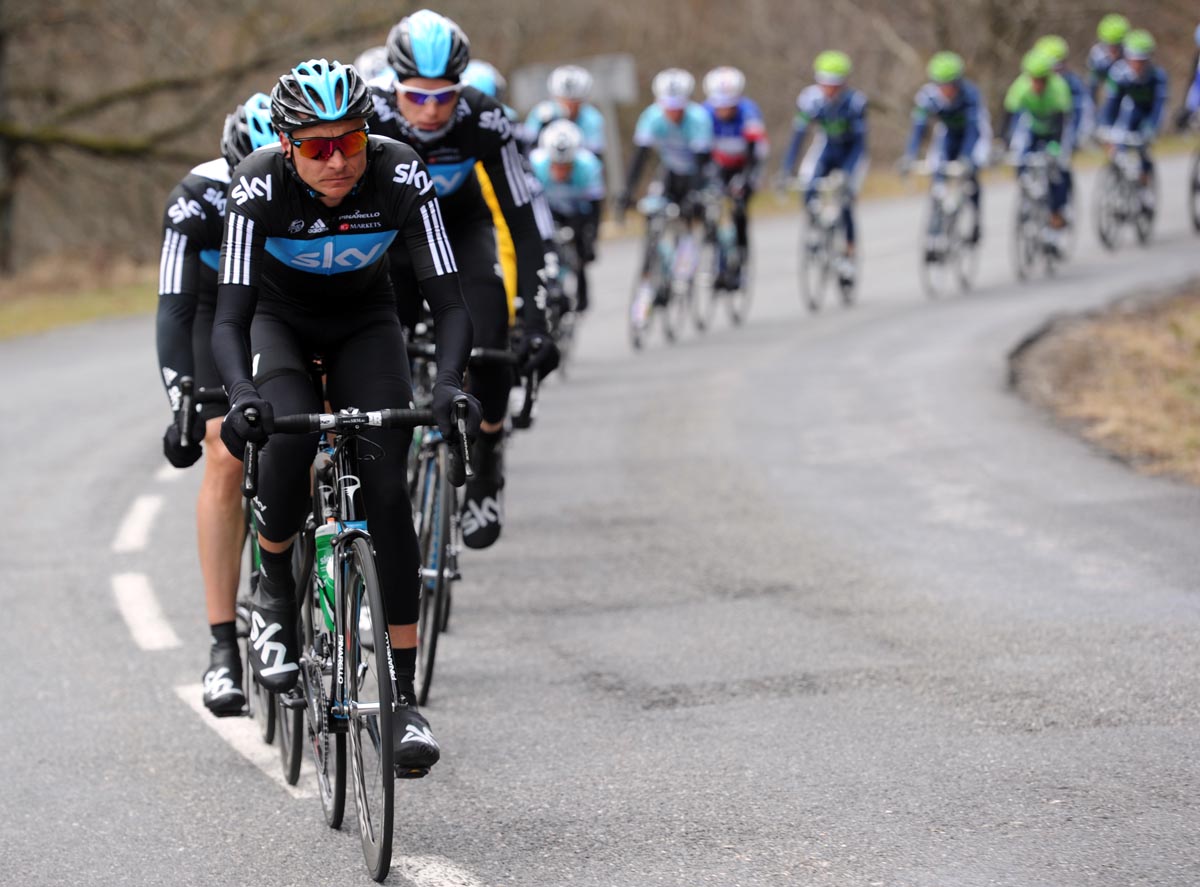 Danny Pate chases for Sky, Paris-Nice 2012, stage five