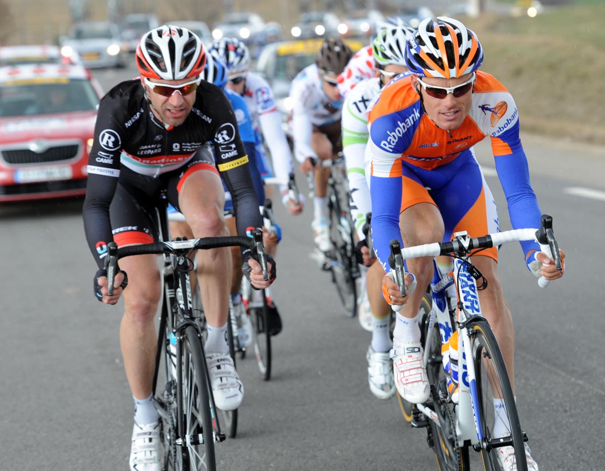 Jens Voigt leads break, Paris-Nice 2012, stage six