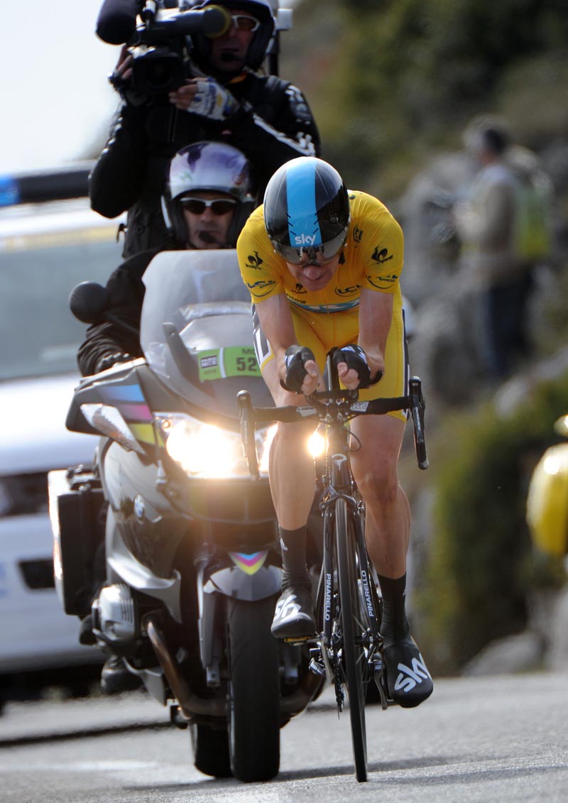 Bradley Wiggins on way to winning final stage, Paris-Nice 2012, stage eight