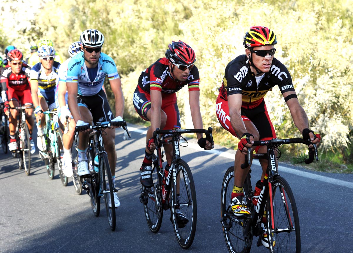 Philippe Gilbert and Tom Boonen on Cipressa, Milan-San Remo 2012