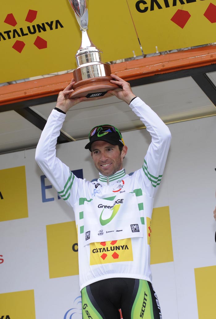 Michael Albasini on podium, Tour of Catalonia 2012, stage two