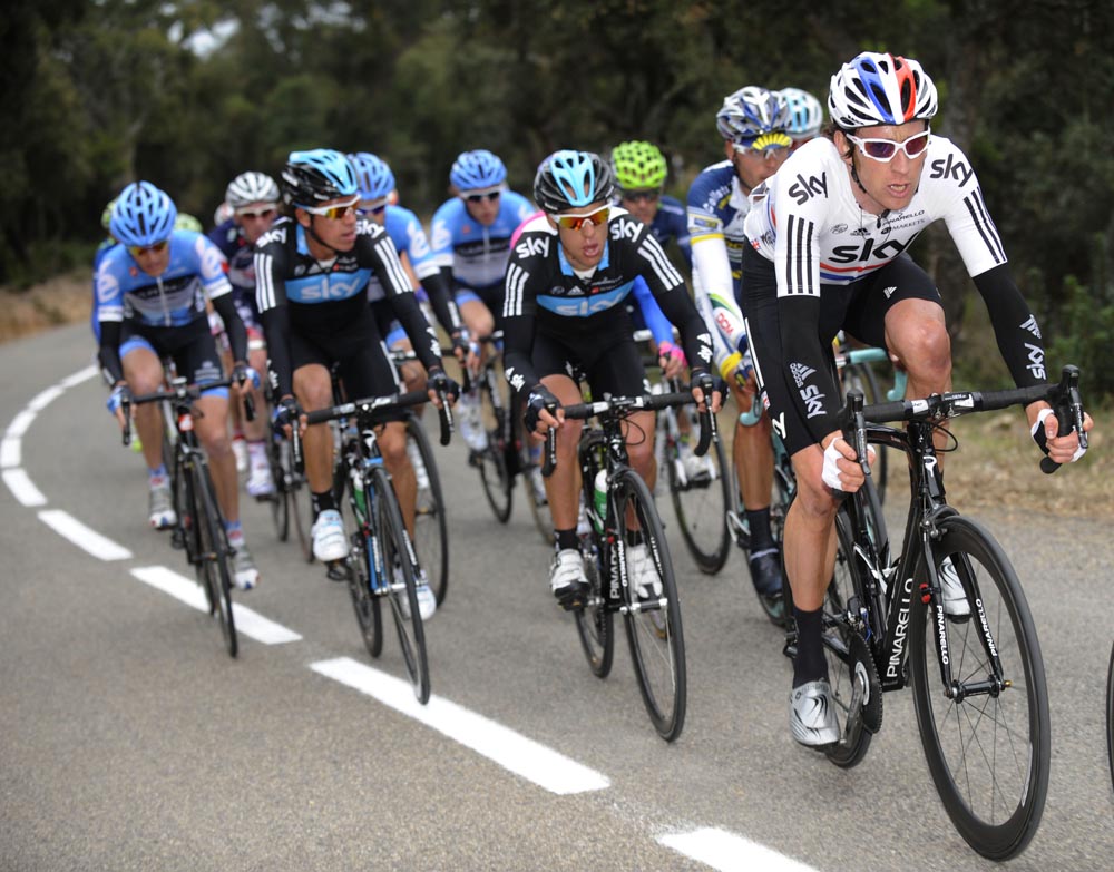 Bradley Wiggins leads, Tour of Catalonia 2012, stage two