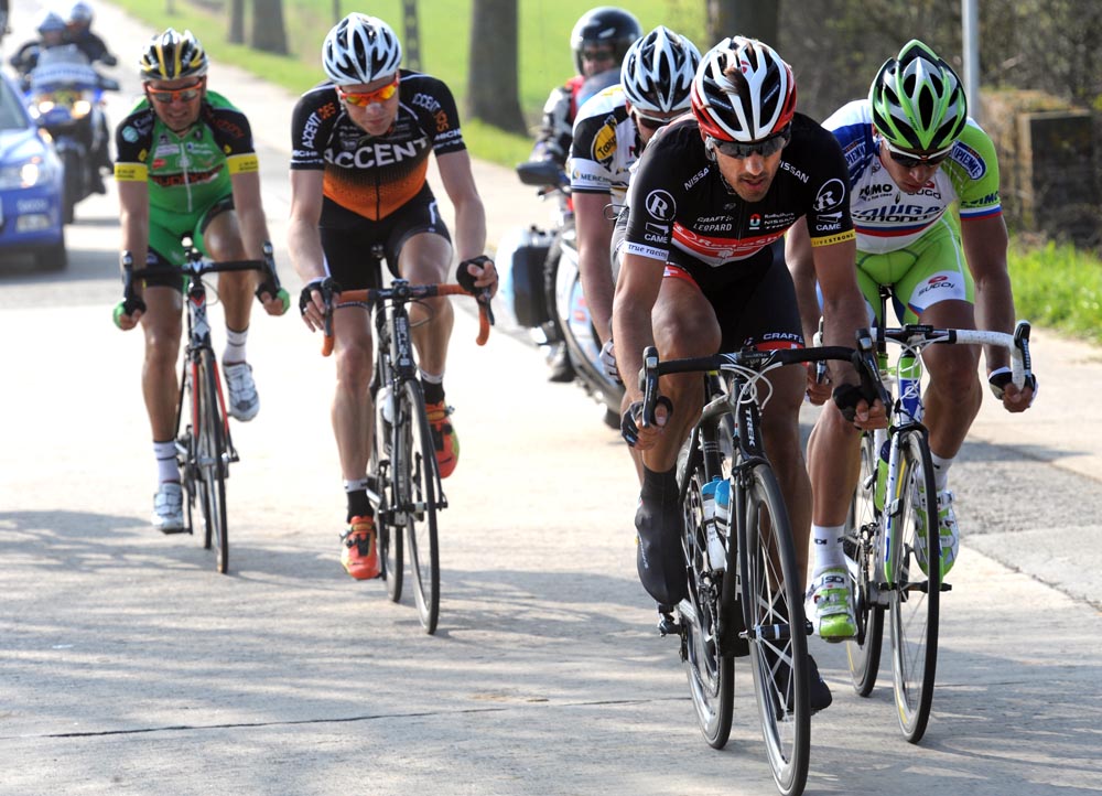 Fabian Cancellara leads escape, Ghent-Wevelgem 2012 Fabian Cancellara leads escape, Ghent-Wevelgem 2012