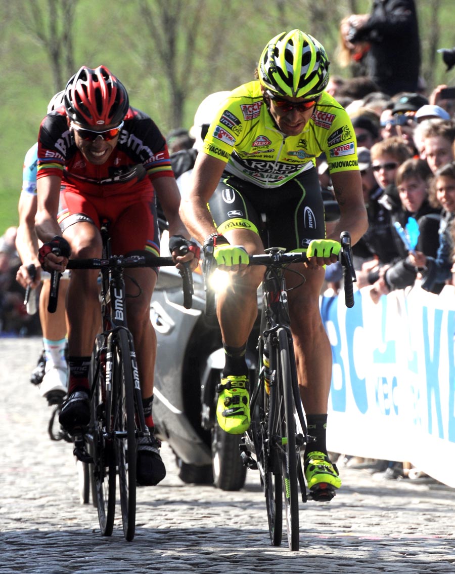 Filippo Pozzato and Alessandro Ballan on Paterberg, Tour of Flanders 2012
