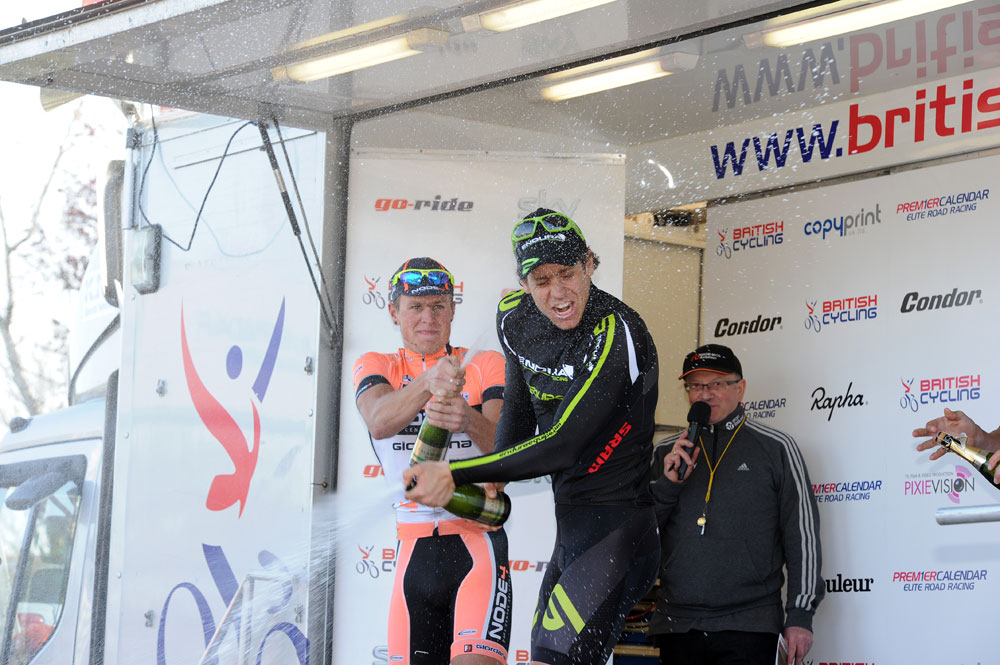 Champagne celebration for Alexandre Blain, Maldon Dengie Tour 2012