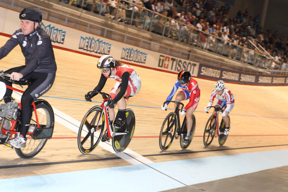 Victoria Pendleton in Keirin Repechage, Track World Championships 2012, day four