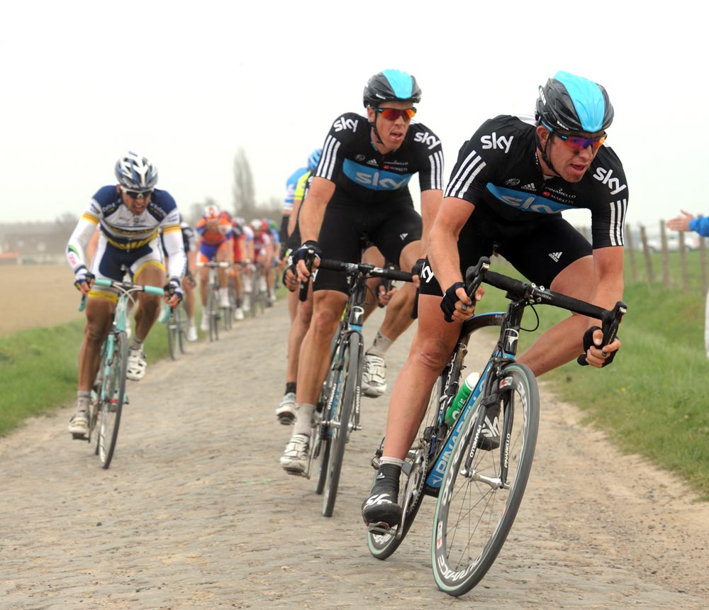 Ian Stannard chases Tom Boonen, Paris-Roubaix 2012