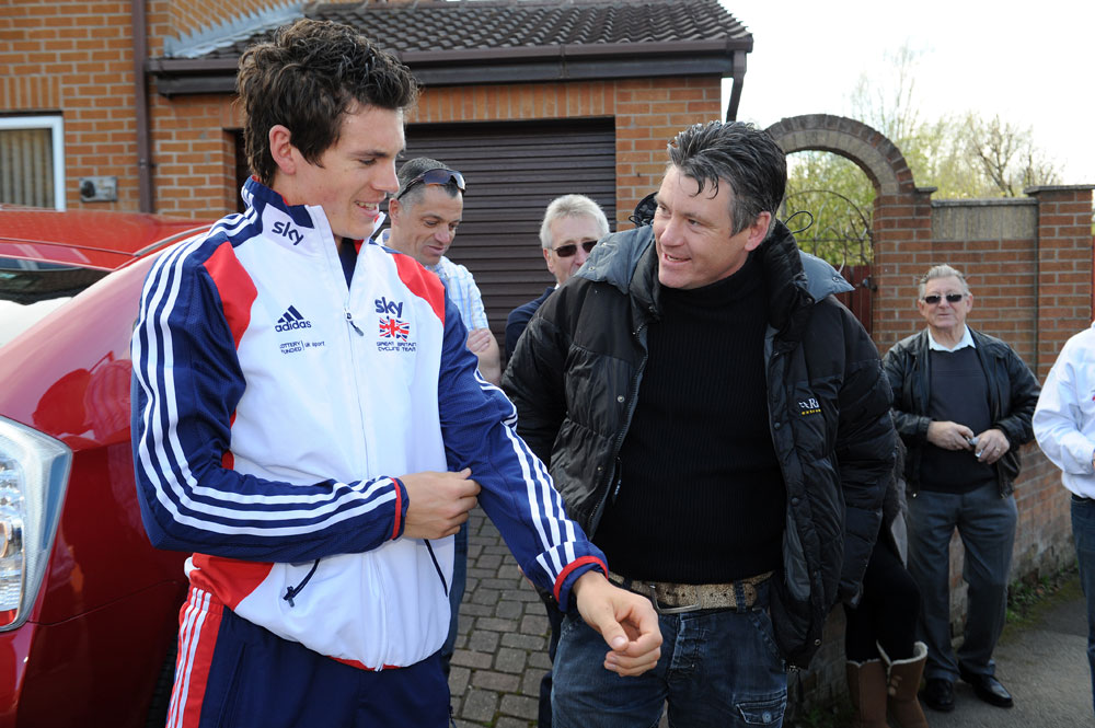Ben Swift and father, Ben Swift homecoming, 10 April 2012