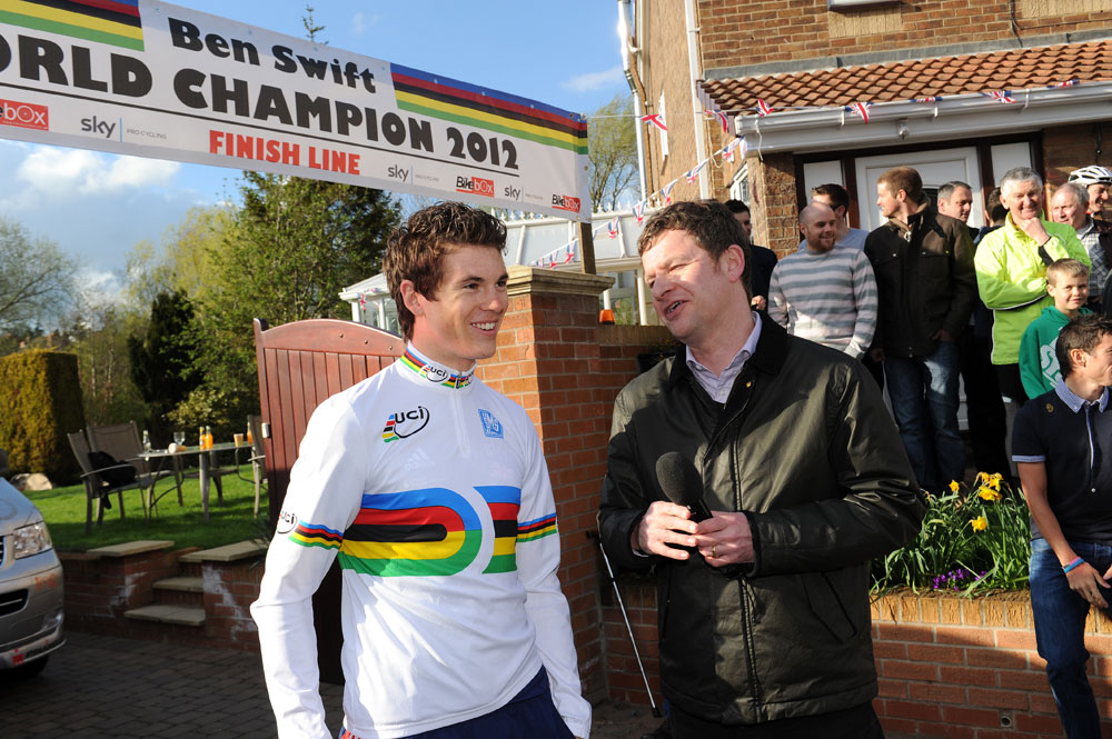 Ben Swift and BBC's Paul Ogden, Ben Swift homecoming, 10 April 2012