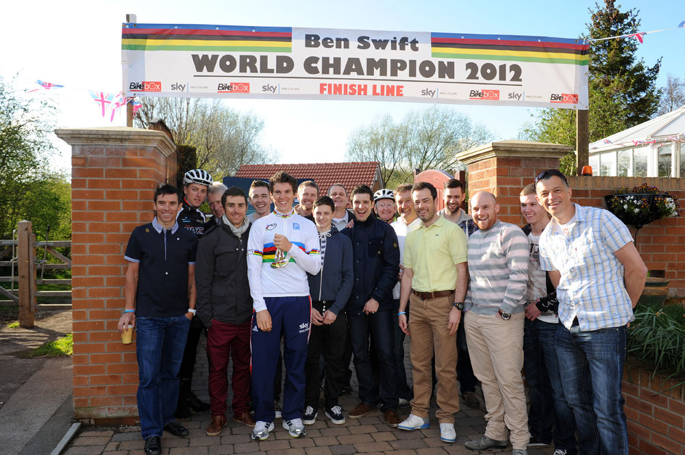 Ben Swift with local riders, Ben Swift homecoming, 10 April 2012