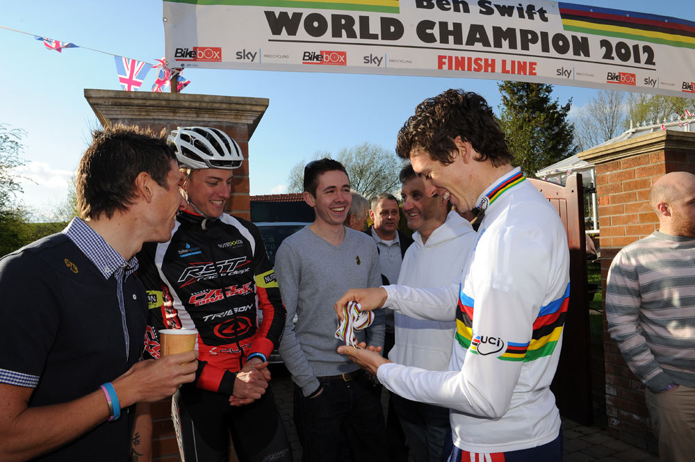 Ben Swift with local riders, Ben Swift homecoming, 10 April 2012