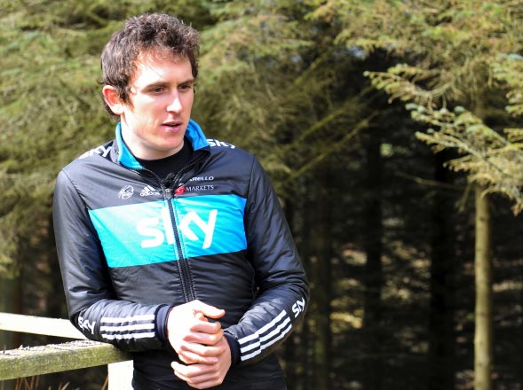 Geraint Thomas rides part of Etape Cymru route, April 2012 Geraint Thomas rides part of Etape Cymru route, April 2012