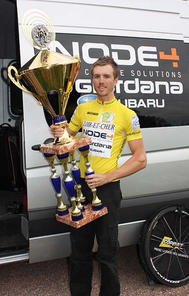 Mike Northey and trophy after winning stage one of 2012 Tour du Loir et Cher E Provost Mike Northey and trophy after winning stage one of 2012 Tour du Loir et Cher E Provost