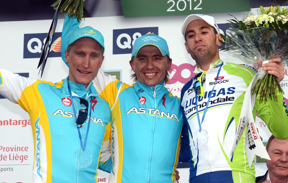 Maxim Iglinskiy tops podium, Liege-Bastogne-Liege 2012 Maxim Iglinskiy tops podium, Liege-Bastogne-Liege 2012