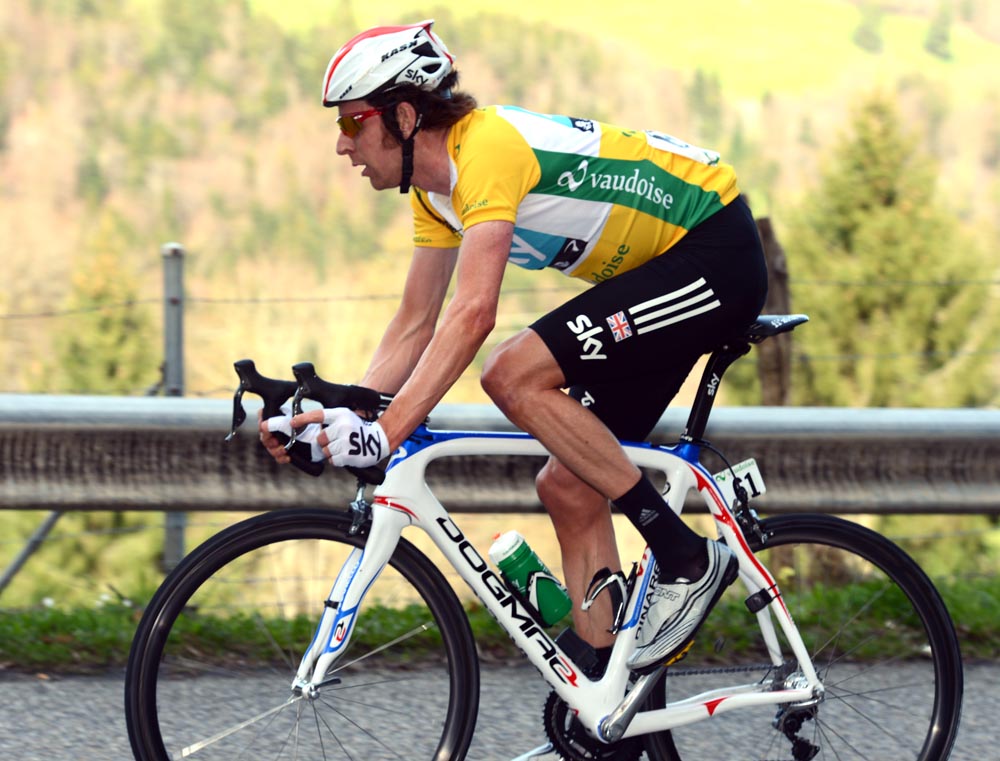 Bradley Wiggins in race lead, Tour de Romandie 2012, stage two