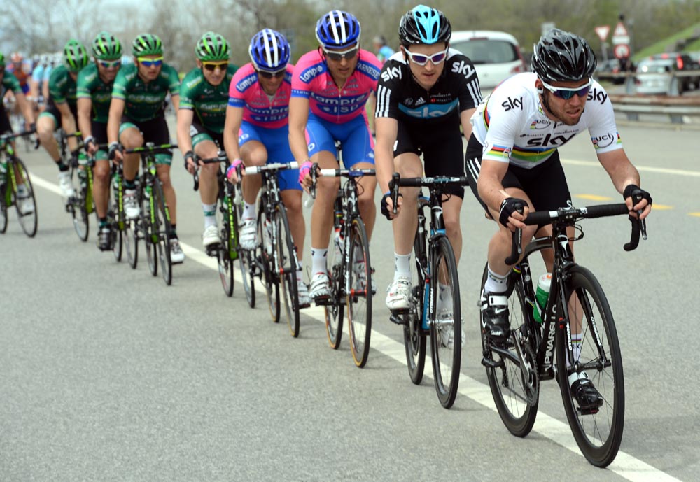 Mark Cavendish on the front for Sky, Tour de Romandie 2012, stage four