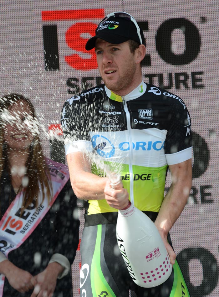 Matt Goss on podium, Giro d'Italia 2012, stage three