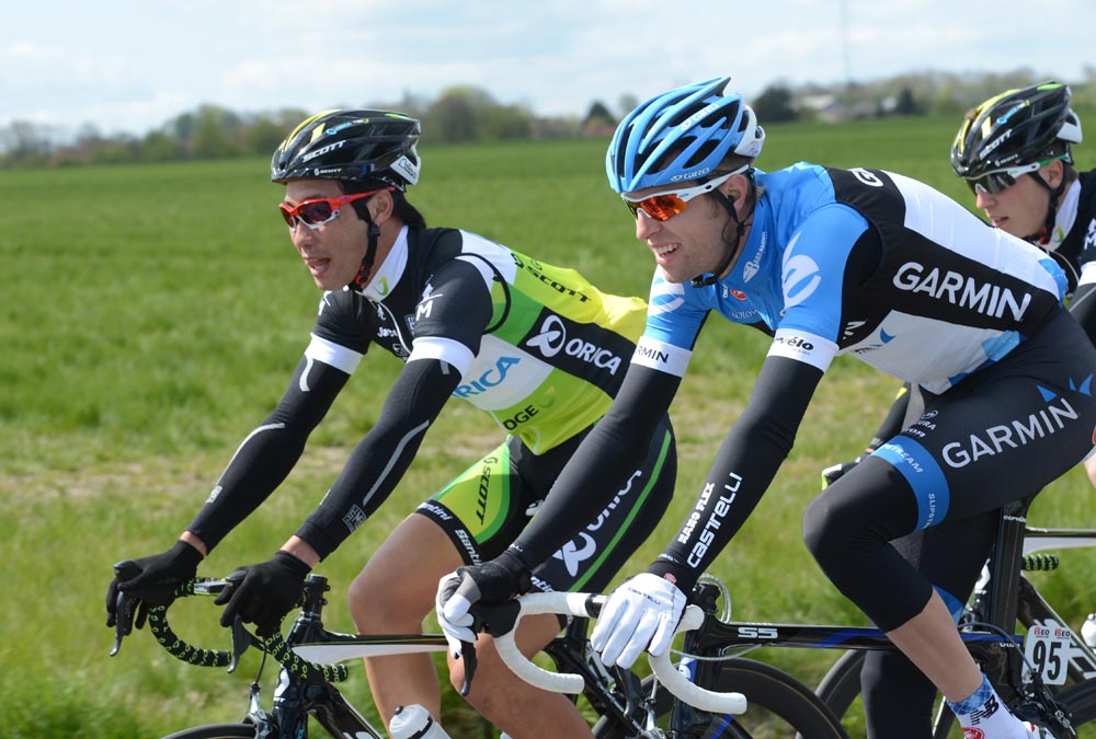 Fumi Beppu and Ryder Hesjedal, Giro d'Italia 2012, stage three Fumi Beppu and Ryder Hesjedal, Giro d'Italia 2012, stage three