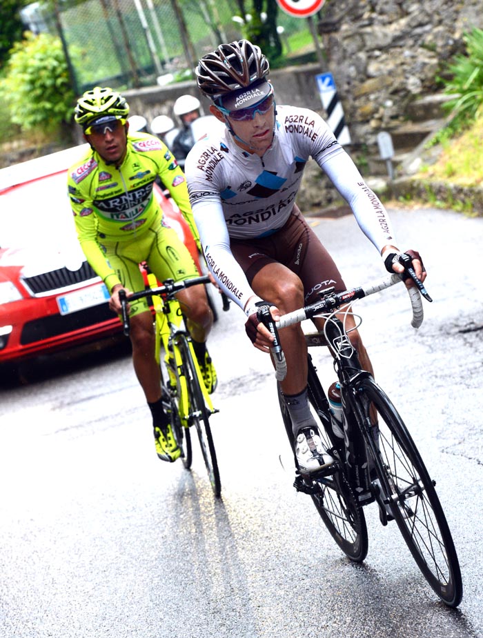 giro12st15-rabatinni-ag2r escape.jpg Guillaume Bonnafond and Matteo Rabottini escape, Giro d'Italia 2012, stage 15