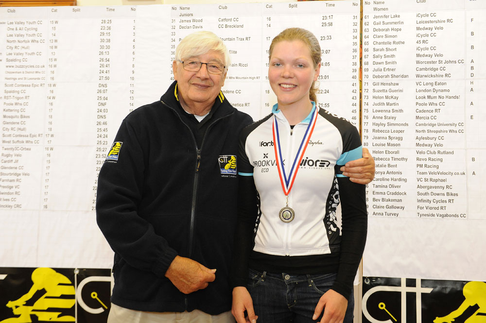 Claire Galloway, second woman, National 10-mile time trial championships 2012
