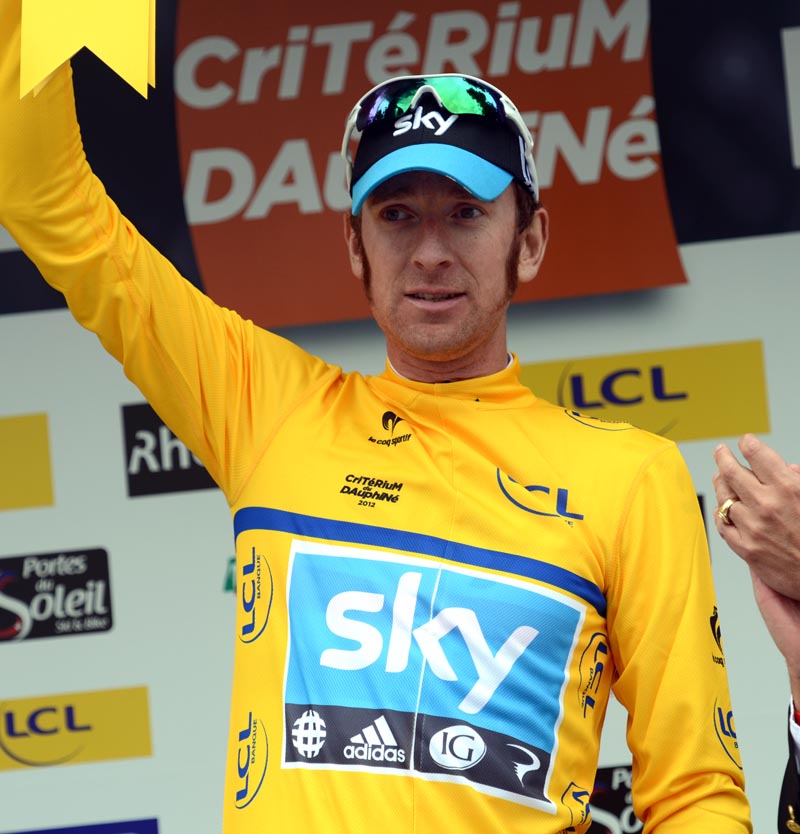 Bradley Wiggins in lead, Criterium du Dauphine 2012, stage one Bradley Wiggins in lead, Criterium du Dauphine 2012, stage one