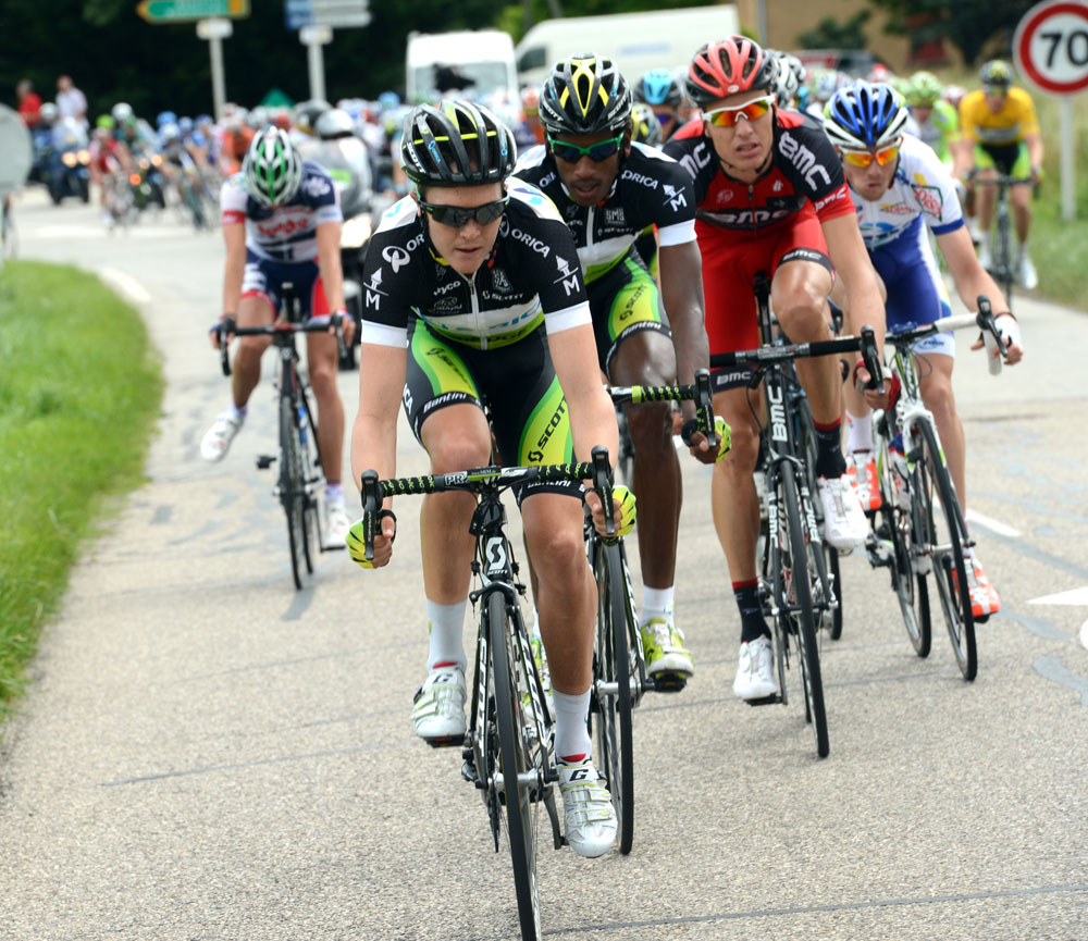 Cameron Meyer chases, Criterium du Dauphine 2012, stage one