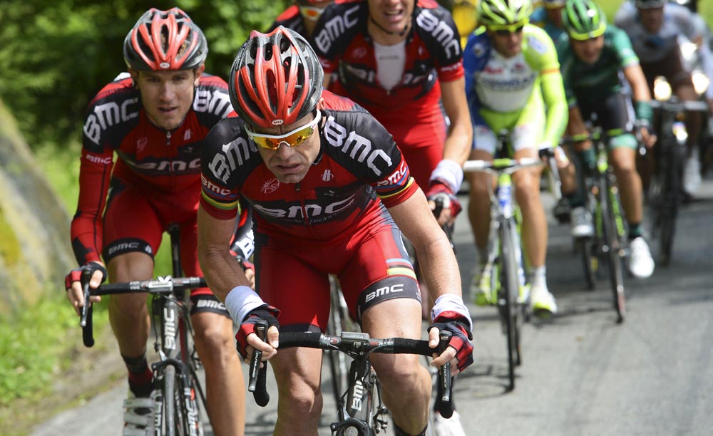Cadel Evans attacks, Criterium du Dauphine 2012, stage five Cadel Evans attacks, Criterium du Dauphine 2012, stage five