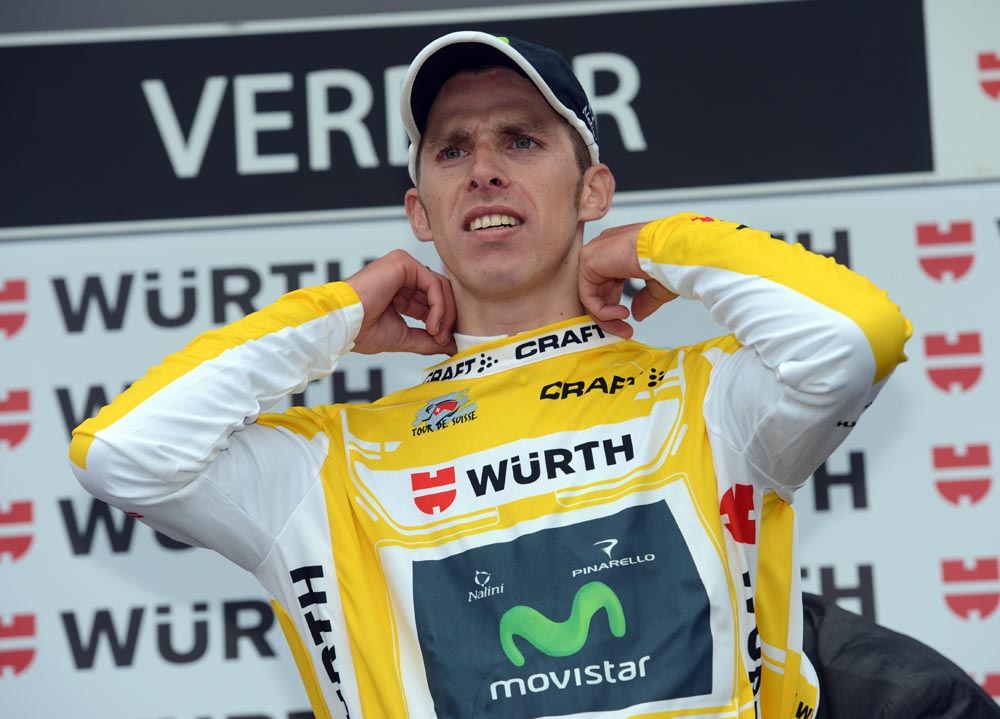 Rui Costa on podium, Tour de Suisse 2012, stage two